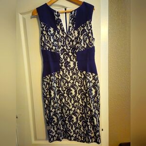 NYDJ Navy and Lace Sleeveless Dress 8